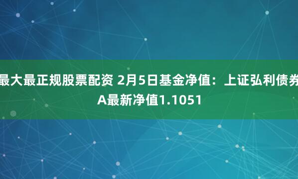 最大最正规股票配资 2月5日基金净值：上证弘利债券A最新净值1.1051